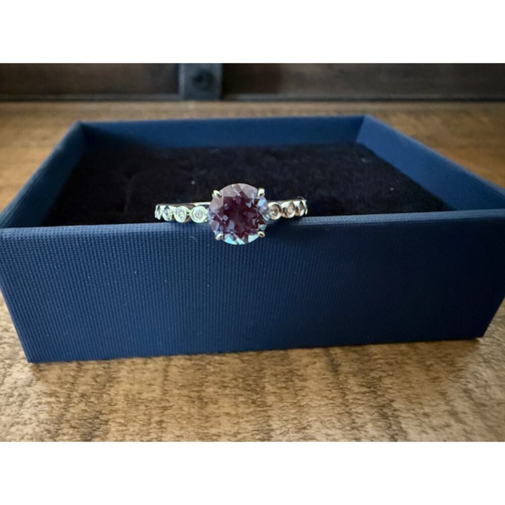 Color Changing Lab Alexandrite & Lab Diamond Sterling Silver 925 Ring Sz 7 - Picture 7 of 12